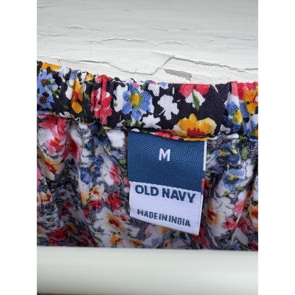 Old Navy Top Womens Medium Puff Sleeve Elastic Neck Boho Floral Blouse Ditzy - Picture 2 of 6